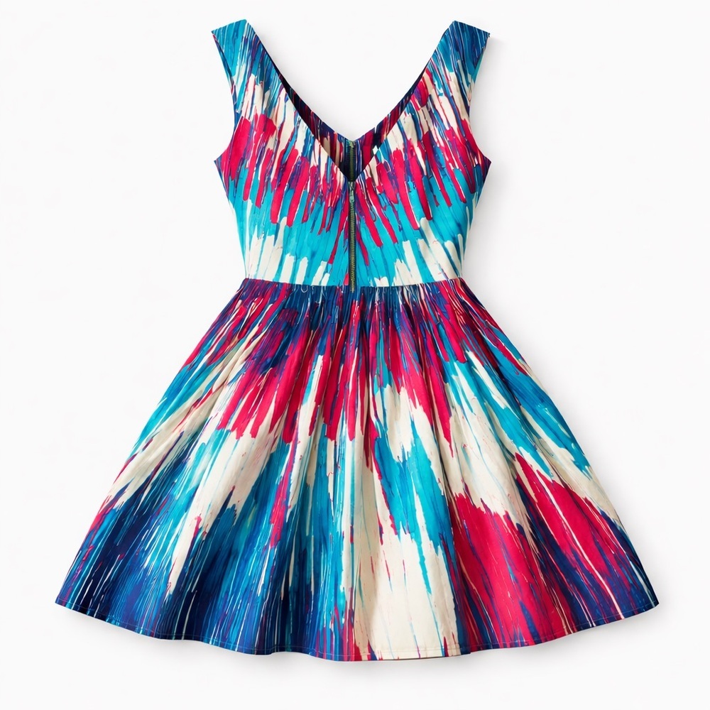 Anthropologie Plentyby Tracy Reese Fit and Flare Abstract Patterned Dress Size 2 - Picture 2 of 5